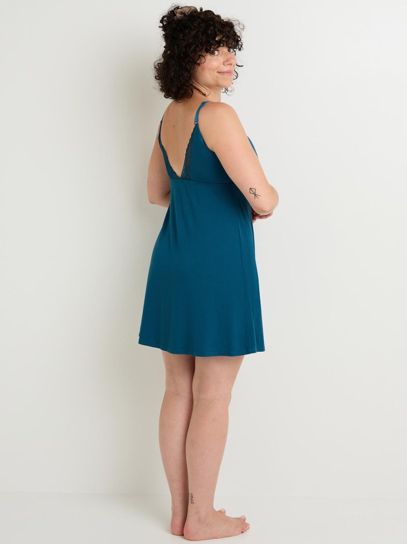Ficelle postoperatief negligé geïntegreerde bustier eendengroen Blauw - Kiabi