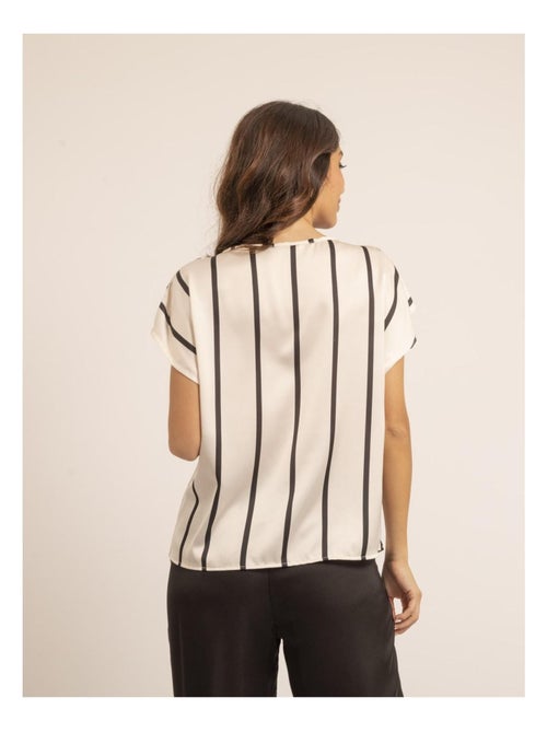 Fidji gestreepte top met ronde hals - Kiabi