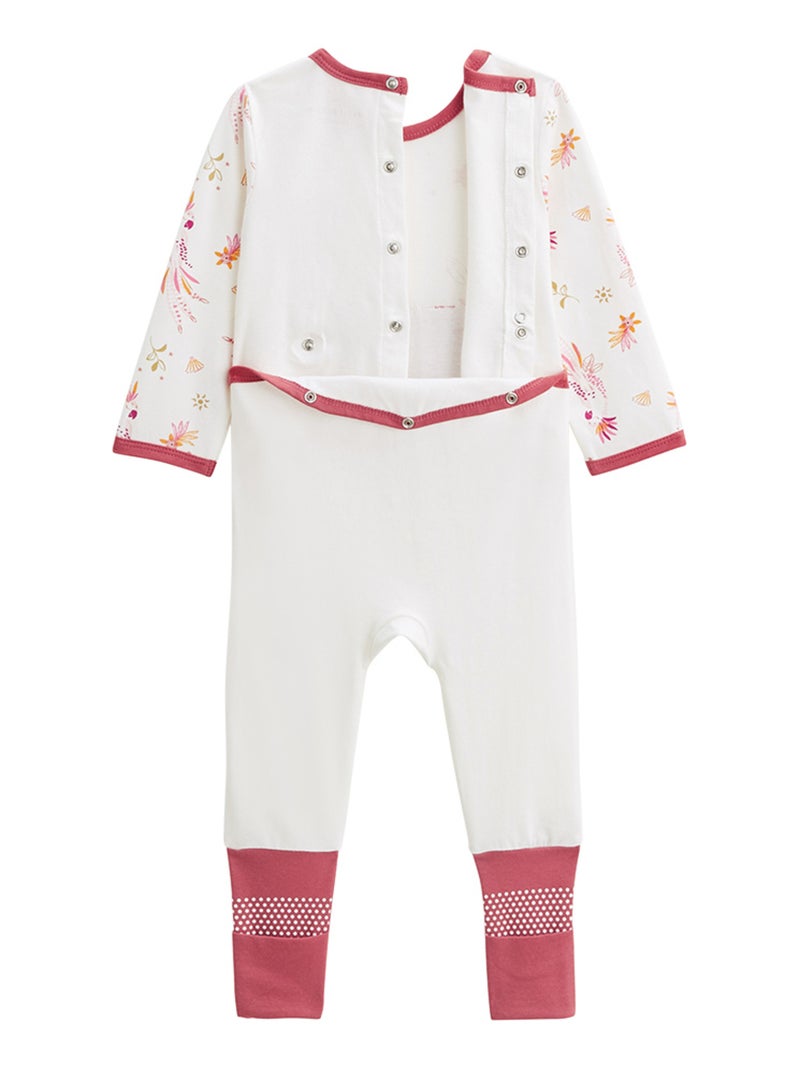 Fiesta babypyjama met oprolbare voetjes Donkerroze - Kiabi