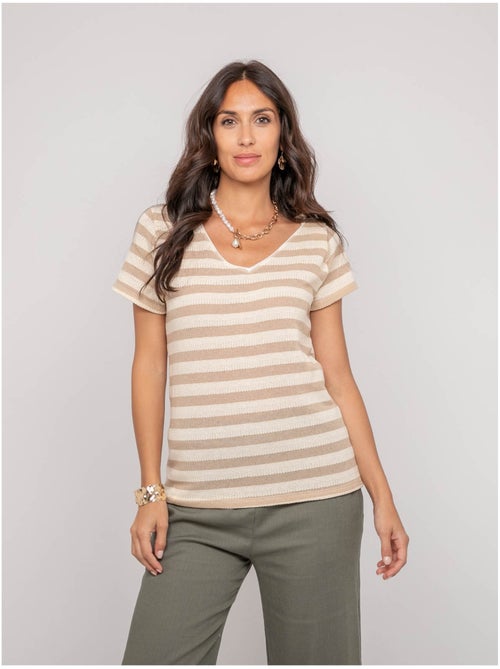 Figo gestreept t-shirt met korte mouwen - Kiabi Figo gestreept t-shirt met korte mouwen - Kiabi