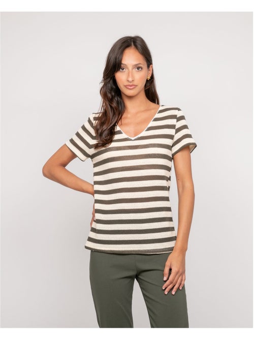 Figo gestreept t-shirt met korte mouwen - Kiabi Figo gestreept t-shirt met korte mouwen - Kiabi