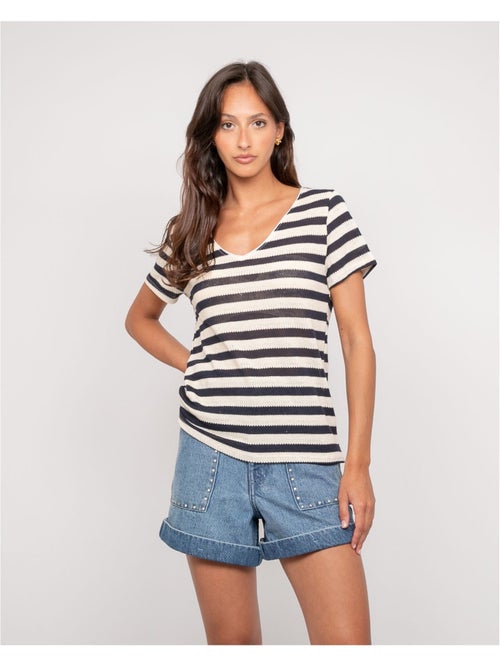 Figo gestreept t-shirt met korte mouwen - Kiabi Figo gestreept t-shirt met korte mouwen - Kiabi