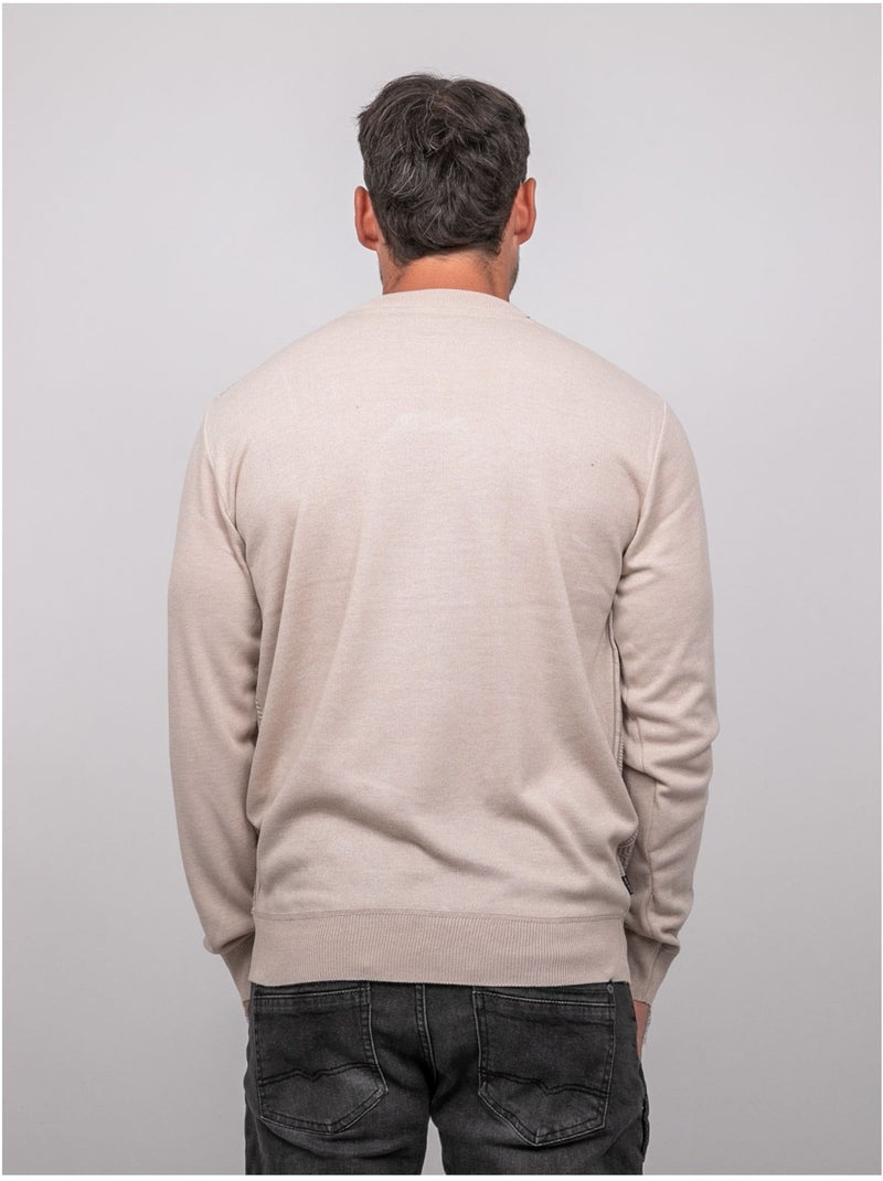 Fijne jacquardtrui met ronde hals loranch Beige - Kiabi