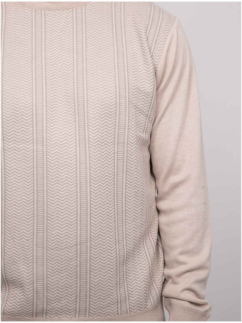 Fijne jacquardtrui met ronde hals loranch Beige - Kiabi