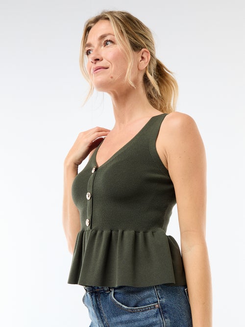 Fijngebreid vest met knoopsluiting - Kiabi