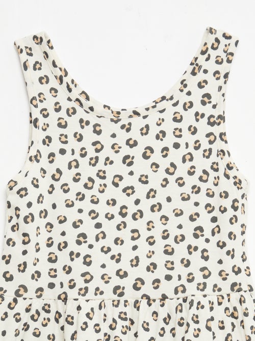 Fijngebreide jurk met dunne bandjes en all-over print van katoen - Kiabi