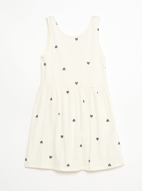 Fijngebreide jurk met dunne bandjes en all-over print van katoen - Kiabi