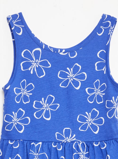 Fijngebreide jurk met dunne bandjes en all-over print van katoen - Kiabi