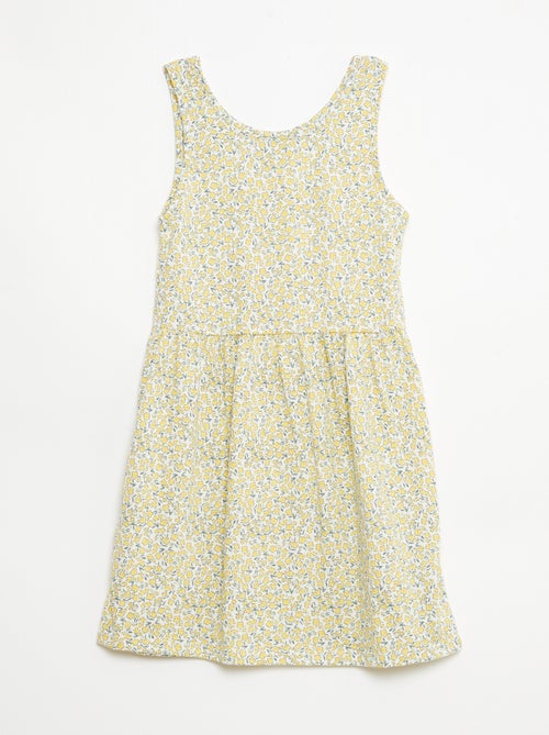 Fijngebreide jurk met dunne bandjes en all-over print van katoen - Kiabi