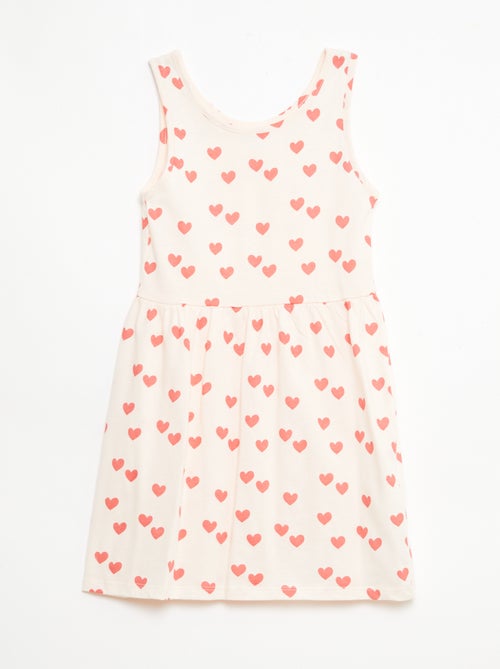 Fijngebreide jurk met dunne bandjes en all-over print van katoen - Kiabi