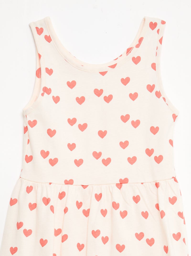 Fijngebreide jurk met dunne bandjes en all-over print van katoen Rood - Kiabi