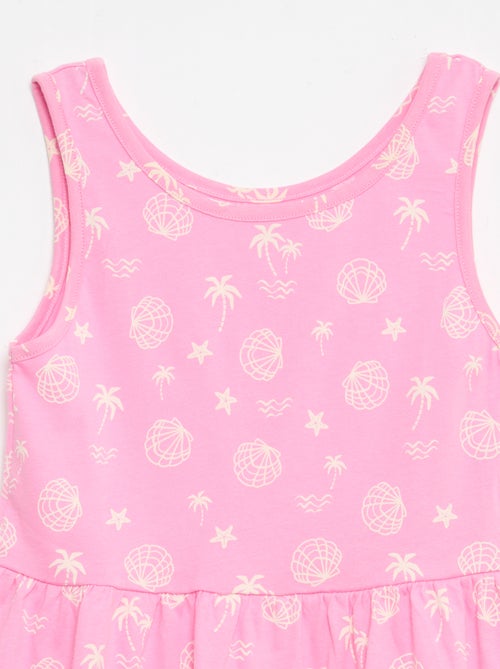 Fijngebreide jurk met dunne bandjes en all-over print van katoen - Kiabi