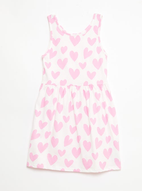 Fijngebreide jurk met dunne bandjes en all-over print van katoen - Kiabi