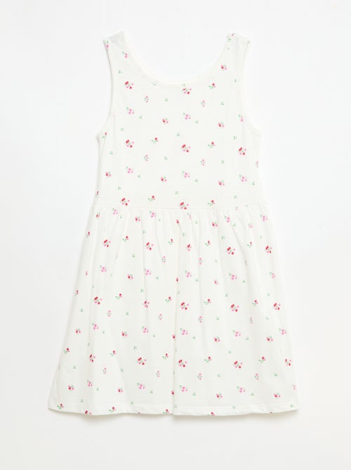 Fijngebreide jurk met dunne bandjes en all-over print van katoen - Kiabi