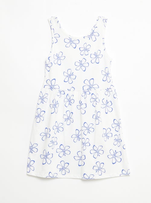 Fijngebreide jurk met dunne bandjes en all-over print van katoen - Kiabi