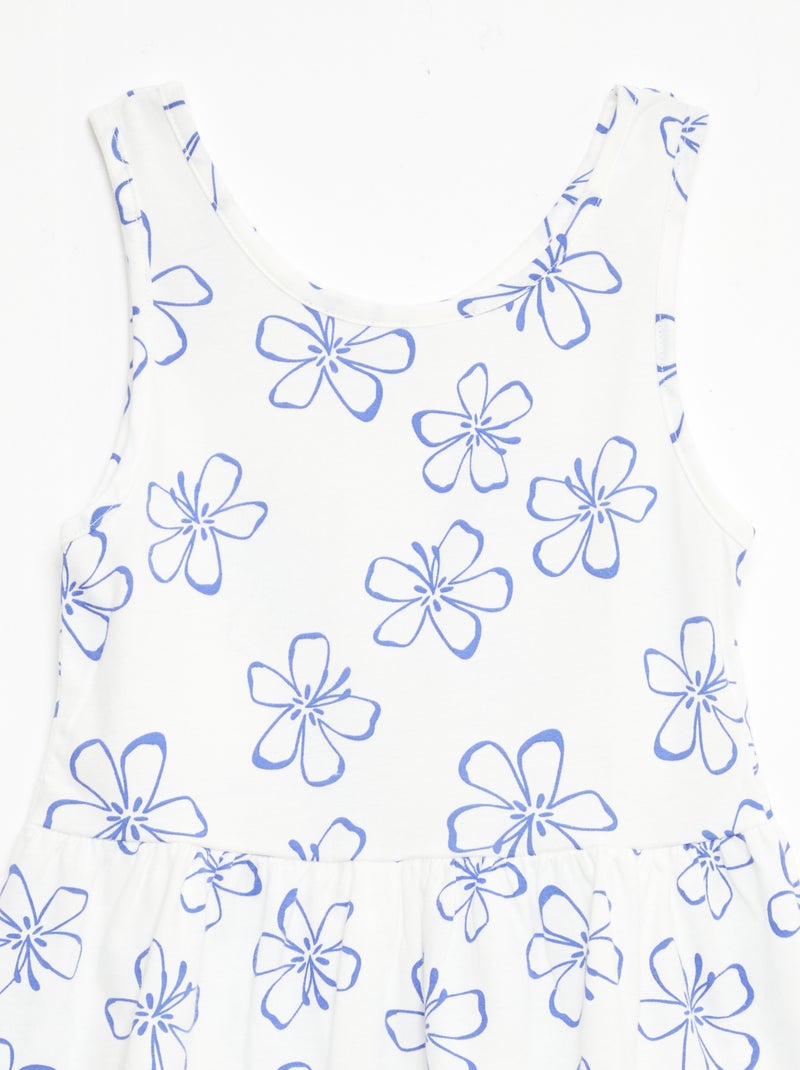 Fijngebreide jurk met dunne bandjes en all-over print van katoen Wit - Kiabi