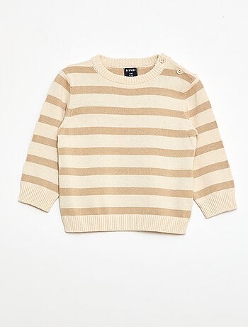 Fijngebreide trui met knoopsluiting bij de hals