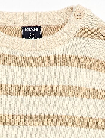 Fijngebreide trui met knoopsluiting bij de hals