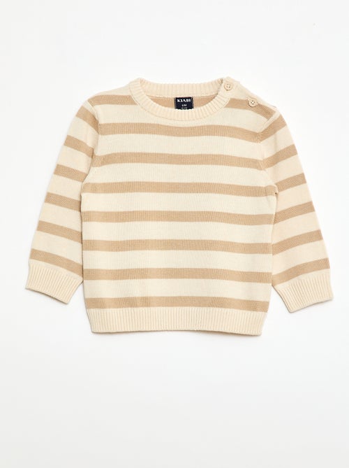 Fijngebreide trui met knoopsluiting bij de hals - Kiabi