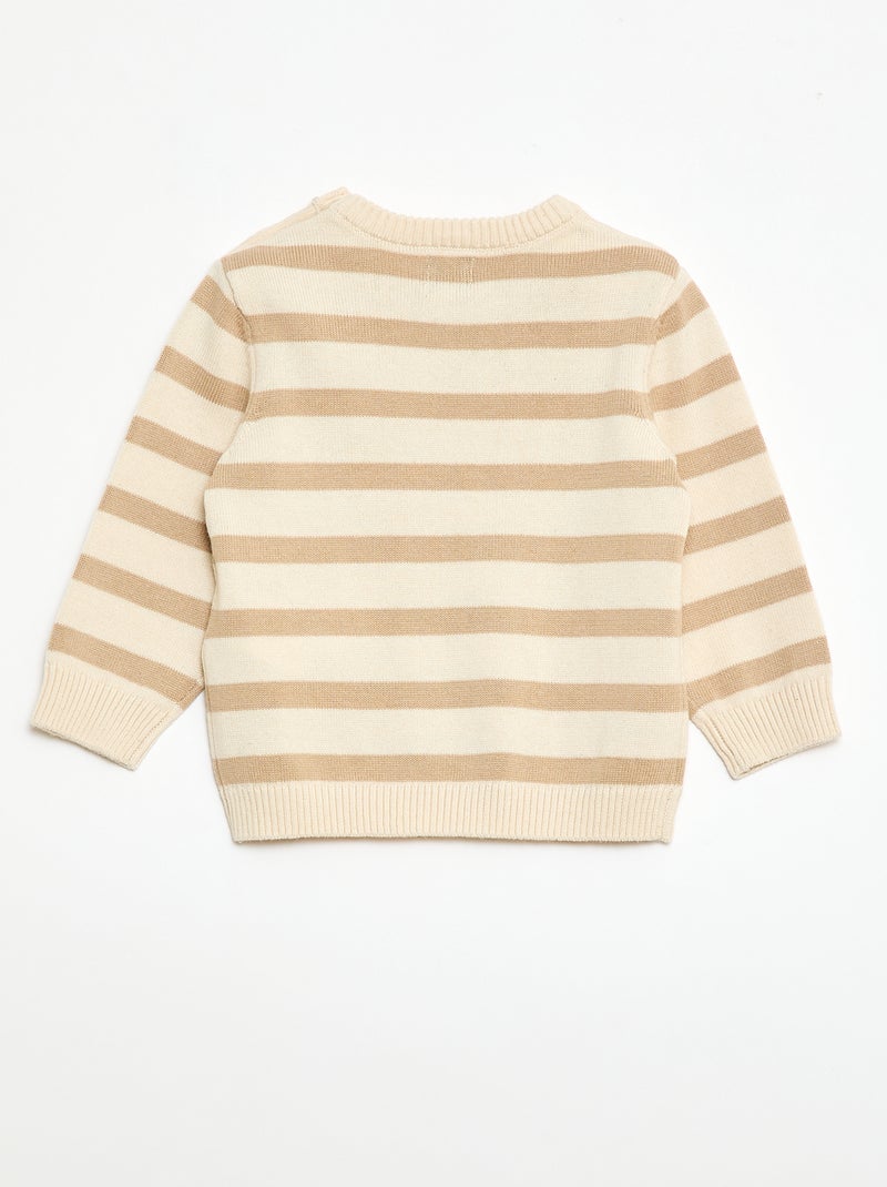 Fijngebreide trui met knoopsluiting bij de hals Wit - Kiabi