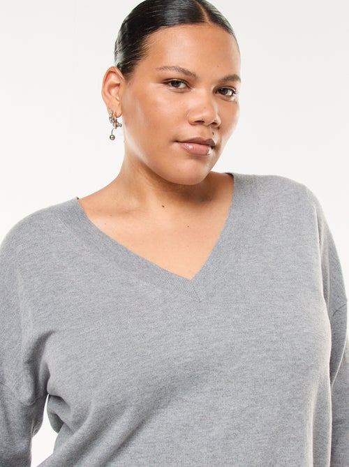 Fijngebreide trui met V-hals - Kiabi