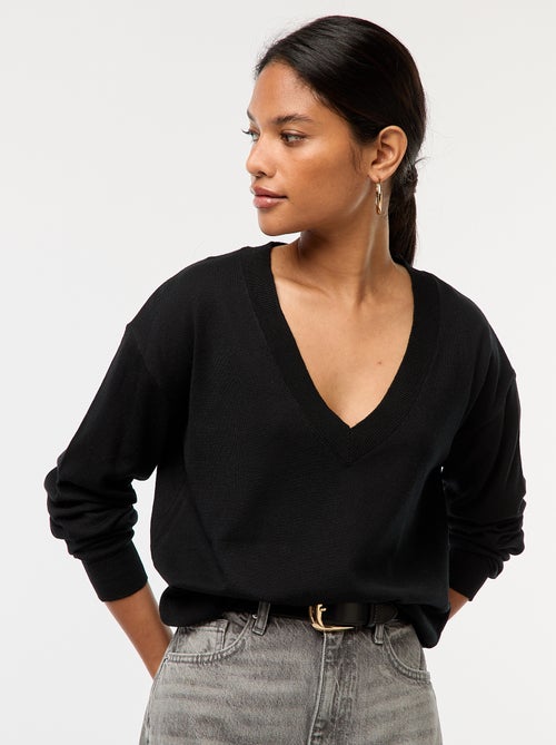 Fijngebreide trui met V-hals - Kiabi