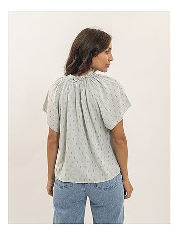 Fikol blouse met korte mouwen en lurexpatroon