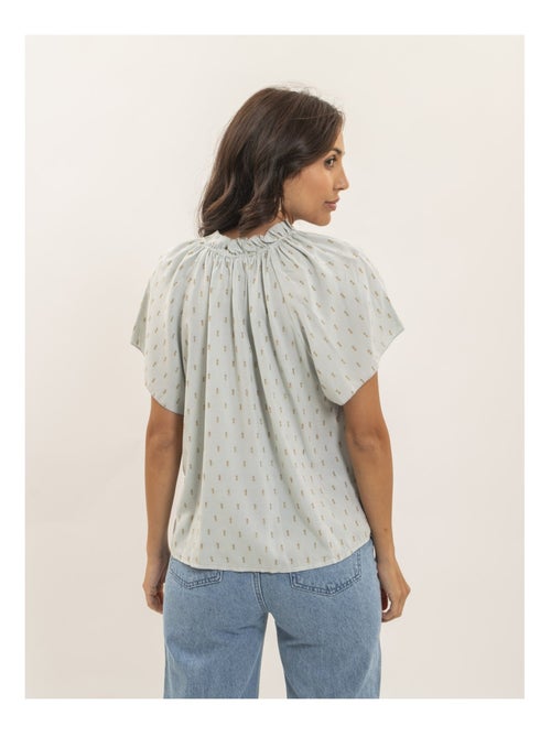 FIKOL blouse met korte mouwen en lurexpatroon - Kiabi