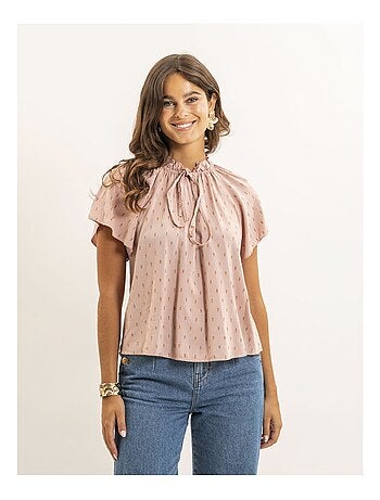 Fikol blouse met korte mouwen en lurexpatroon