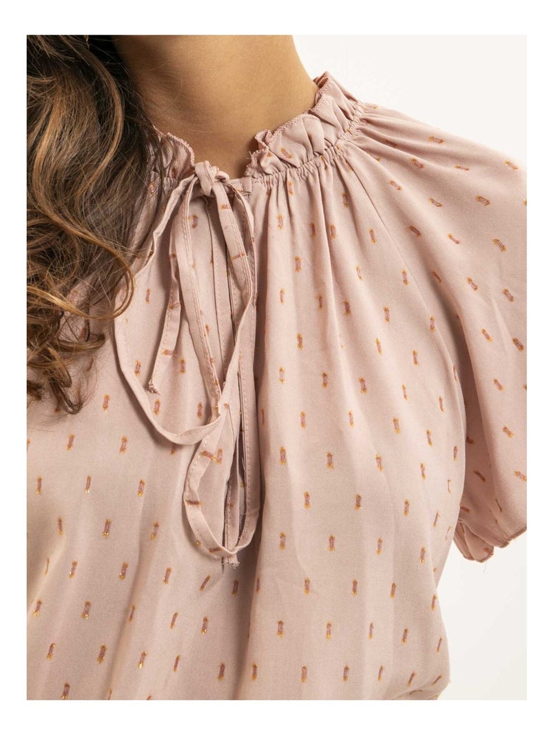 FIKOL blouse met korte mouwen en lurexpatroon Roze - Kiabi