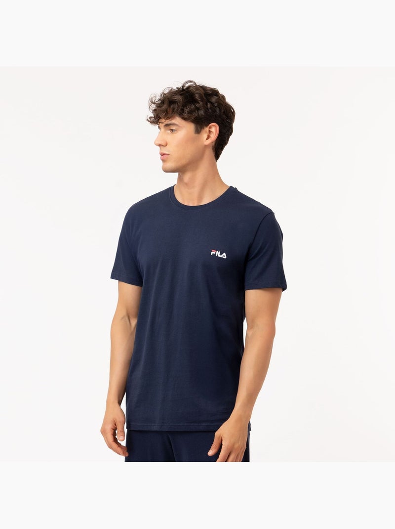 Fila heren t-shirt, effen, 100% katoen Blauw - Kiabi