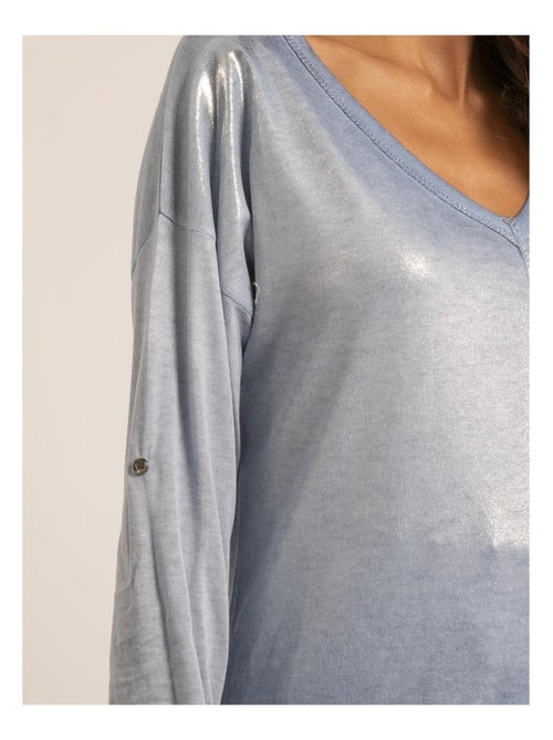 Filinie bi-materiaal v-hals t-shirt - Kiabi Filinie bi-materiaal v-hals t-shirt - Kiabi