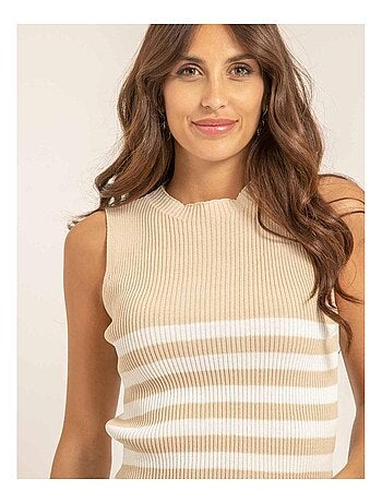 Filipa gestreepte ribgebreide top