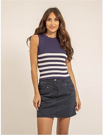 Filipa gestreepte ribgebreide top