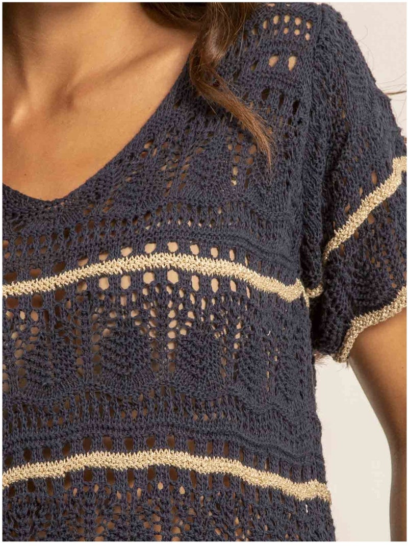 Filoma gebreid t-shirt Marineblauw - Kiabi