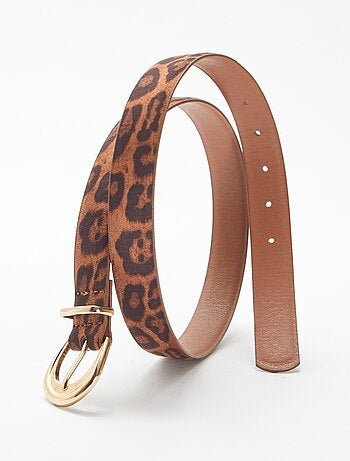 Fine ceinture en suédine léopard
