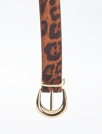 Fine ceinture en suédine léopard