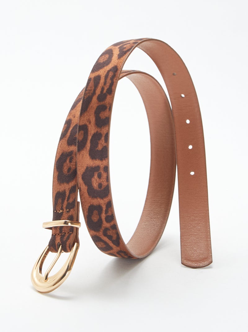 Fine ceinture en suédine léopard Marron - Kiabi