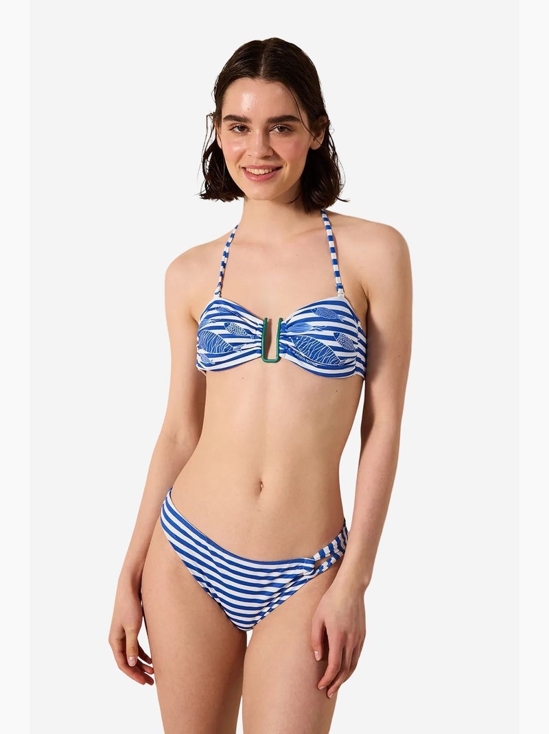 Finny bikinibroekje met zijstrepen penti Wit Blauw - Kiabi