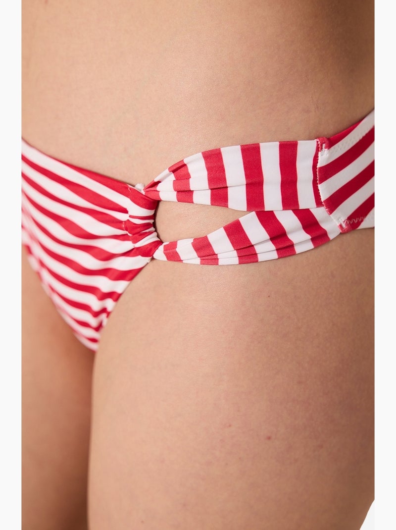Finny bikinibroekje met zijstrepen penti Wit Rood - Kiabi