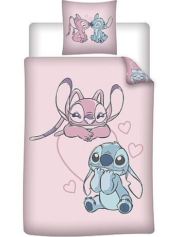 Flanel Dekbedovertrek Disney Stitch & Angel 140x200cm + Kussensloop – Zacht Warm Aanraking