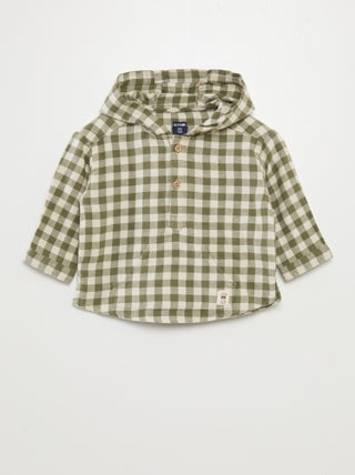 Flanellen blouse met capuchon
