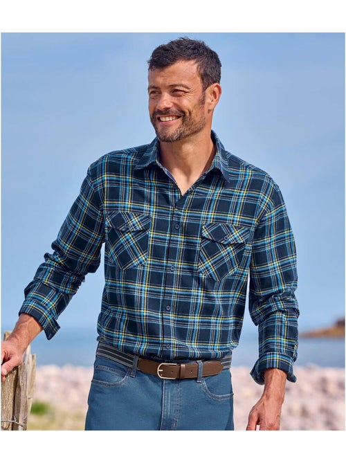Flanellen overhemd met marineblauwe ruitjes - ATLAS FOR MEN - Kiabi Flanellen overhemd met marineblauwe ruitjes - ATLAS FOR MEN - Kiabi