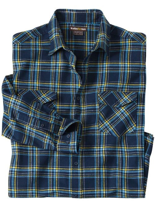Flanellen overhemd met marineblauwe ruitjes - ATLAS FOR MEN - Kiabi Flanellen overhemd met marineblauwe ruitjes - ATLAS FOR MEN - Kiabi