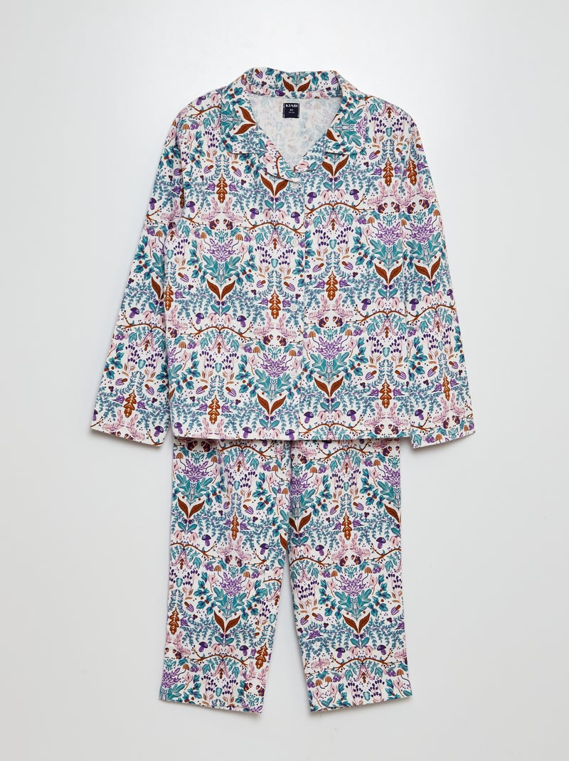 Flanellen pyjamaset - 2-delig WIT - Kiabi