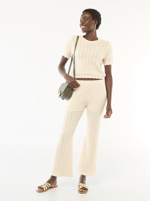 Flare broek van gehaakte stof - Kiabi