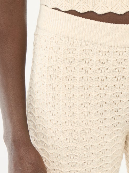 Flare broek van gehaakte stof - Kiabi