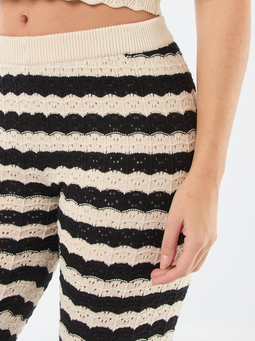 Flare broek van gehaakte stof - Kiabi