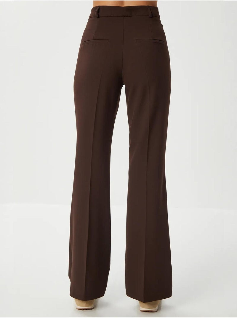 Flared broek met hoge taille en rits istanbul Chocoladebruin - Kiabi