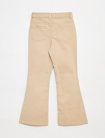 Flared broek van keperstof met verstelbare taille